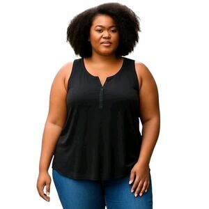 Torrid Everyday Tank Top Womens Plus Size 3X Black Scoop Neck Rib & Hook Eye NWT